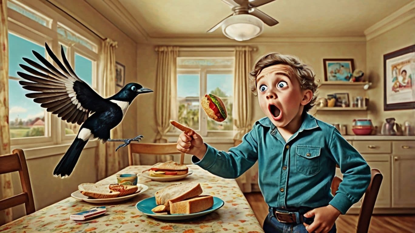 😂 Real-Life Family Frenzy: The Magpie That Crashed Dinner Delivery
